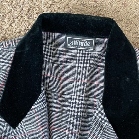 Vintage New Attitude Plaid Blazer Jacket Medium - Picture 3 of 4